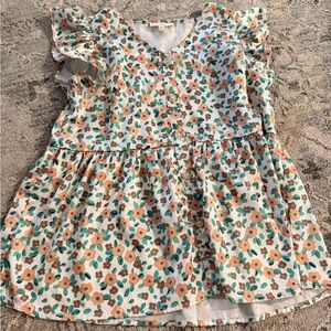 Hayden Girl Floral Kids Top with Ruffle Sleeves